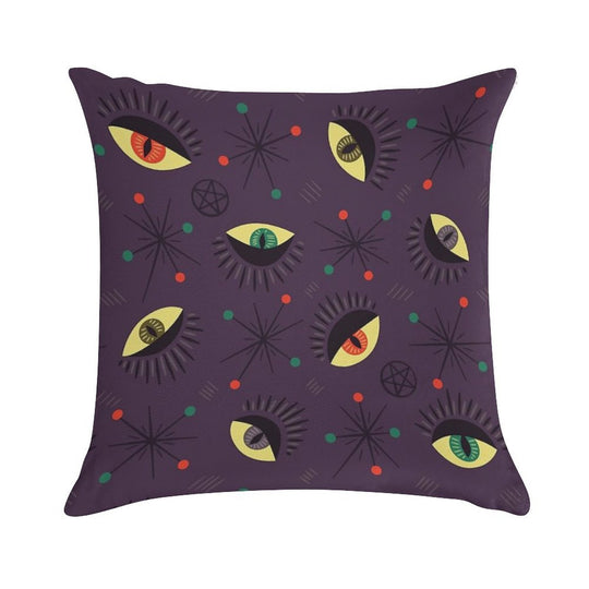 Reptile Witch Ghost Eyes Retro Pattern Soft Durable Construction Throw Pillow