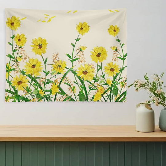 Yellow Wildflowers Tapestry