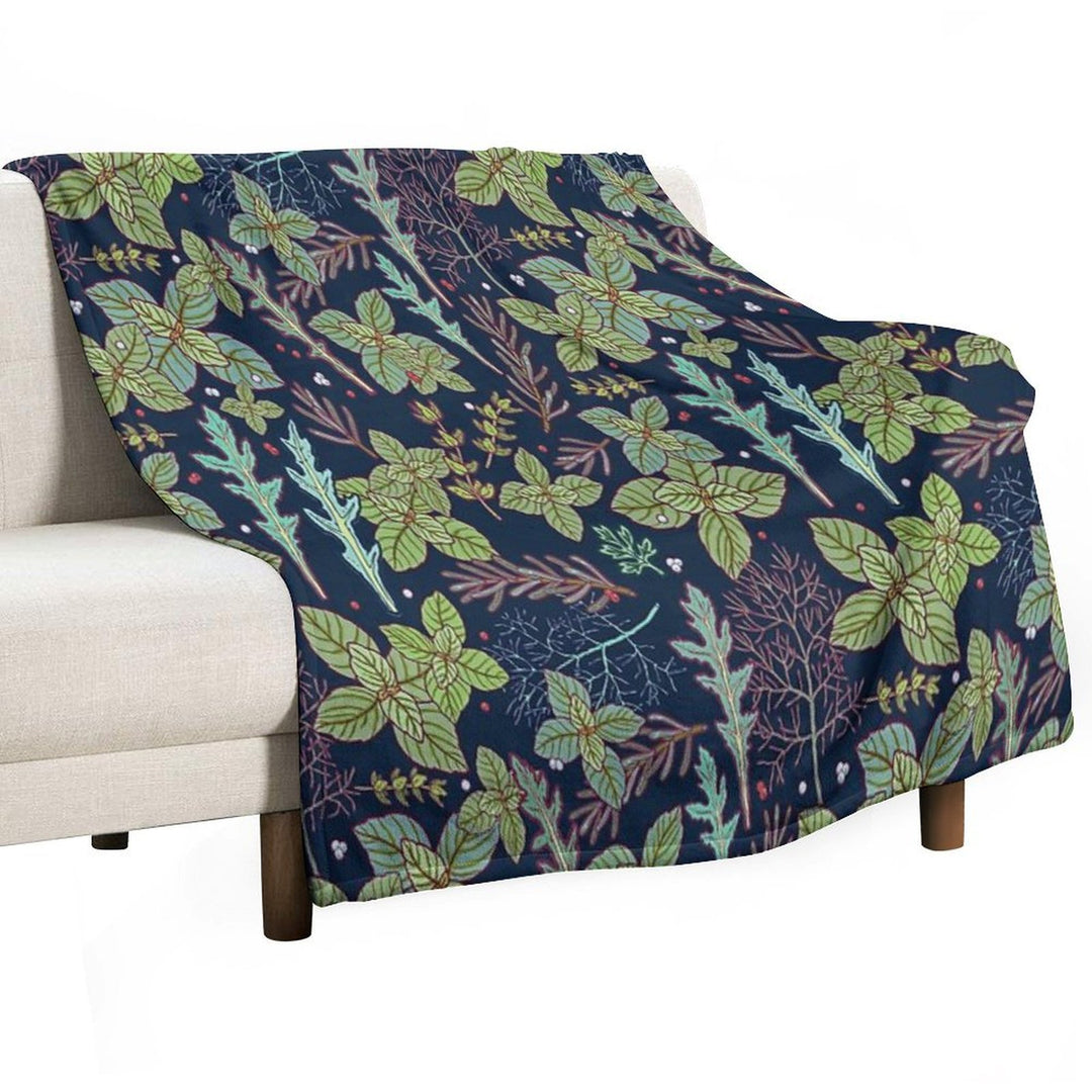 Dark Herbs Pattern Comfort Throw Blanket