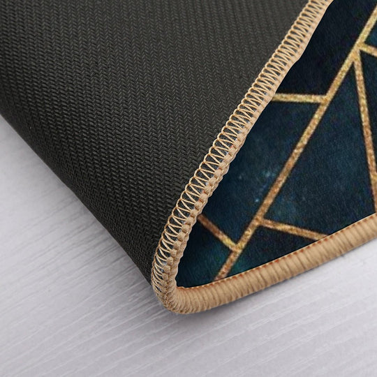 Deep Teal Geometric  Absorbent Bath Mat