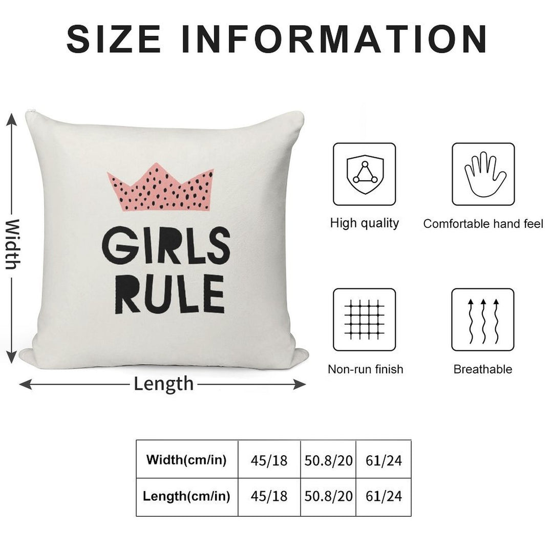 Girls Rule, Abstract, Mid Century Modern Kids Wall Art, Nursery Room Soft Fade-Resistant Throw Pillow