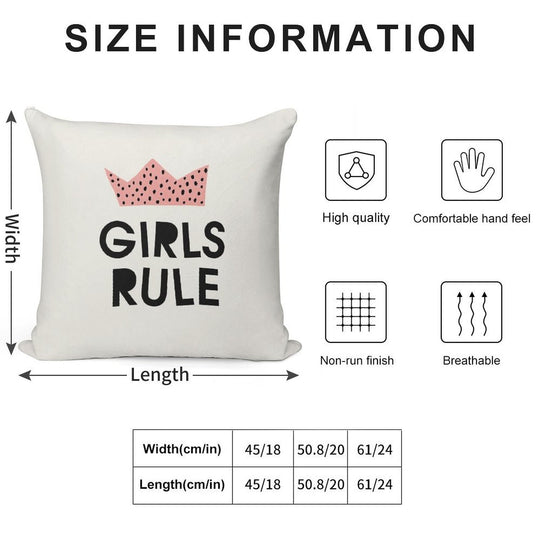 Girls Rule, Abstract, Mid Century Modern Kids Wall Art, Nursery Room Soft Fade-Resistant Throw Pillow