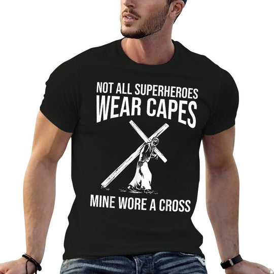 Funny Jesus Superhero Design Men Women Jesus Christ Cross  Eco-friendly Material T-Shirt