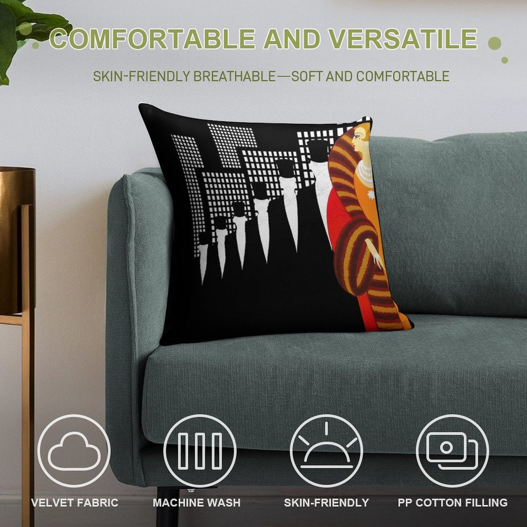 Sophisticated Art Deco Cosmopolitan Fashion Art Soft Reinforced Edging Throw Pillow