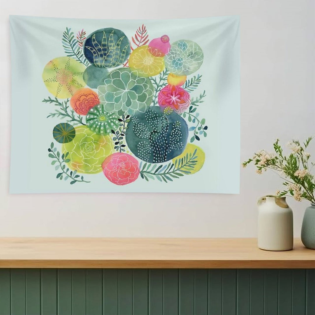 Succulent Circles Tapestry