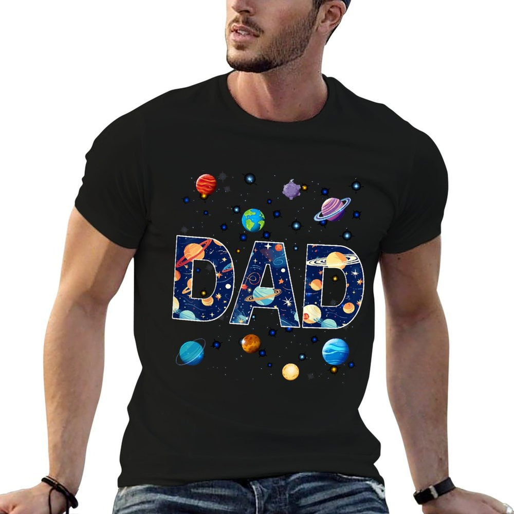 Dad Outer Space Galaxy Birthday  Cotton T-Shirt