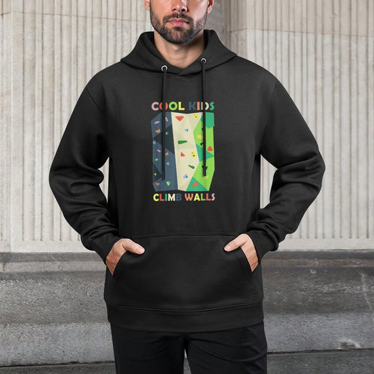 Cool Kids Climb Walls Funny Rock Climbing Bouldering Kids Kangaroo Pocket Hoodie