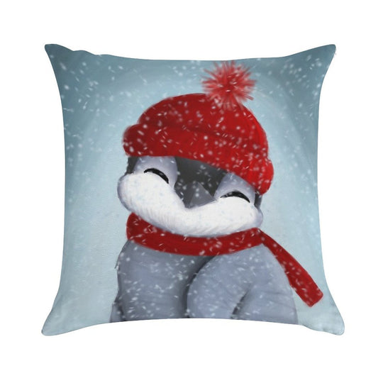 Baby Penguin Soft Reinforced Edging Throw Pillow