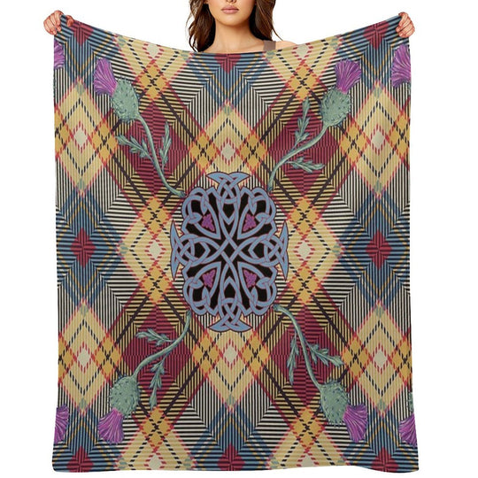 Scottish Thistle Tartan Easy Care Throw Blanket