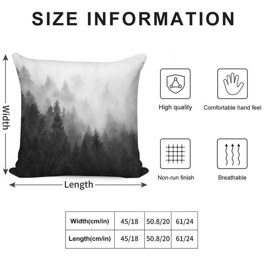 I Love You But I Have Chosen Darkness  Misty Romantic Retro Fall Wilderness Fairytale Forest With Trees Covered In Magic Fog S Soft Home Decor Throw Pillow