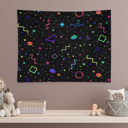 90's 2000's Carpet Pattern Design - Y2k Neon Bowling Alley Arcade Movie Theater Skate Rink Carpet Dreamcore Nostalgia Tapestry