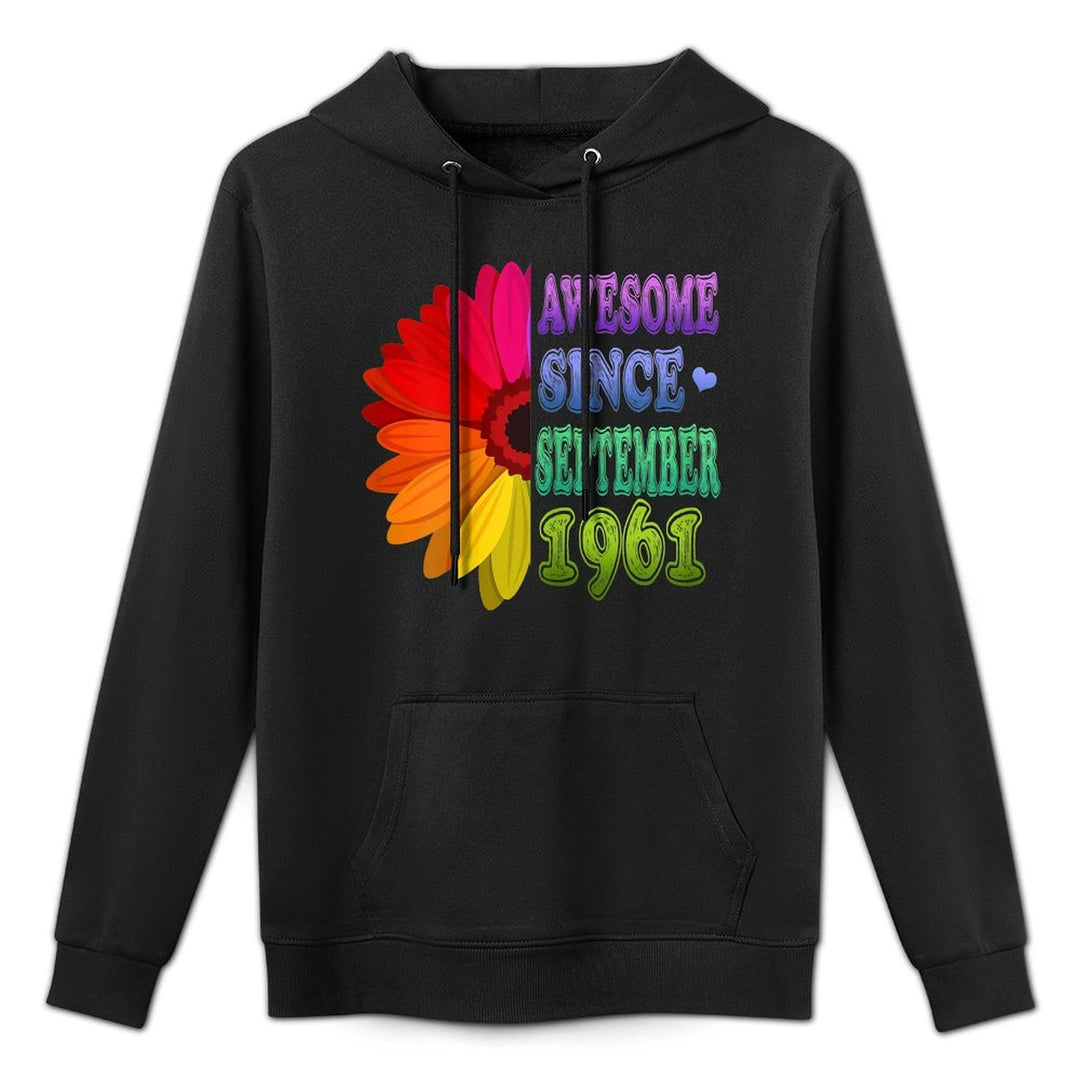 60 Yrs Old Floral Awesome Since September 1961 60th Birthday Colorfast Hoodie