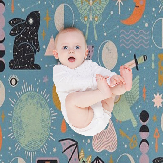 Lunar Pattern Blue Moon All-season Throw Blanket