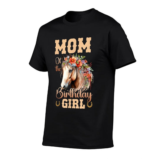 Cute Mom Of The Birthday Girl Horse Family Party  Easy-care T-Shirt