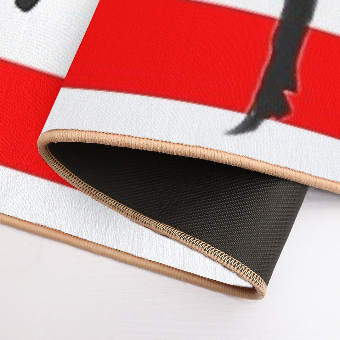 Stripey Beatles on Red  Easy To Clean Bath Mat