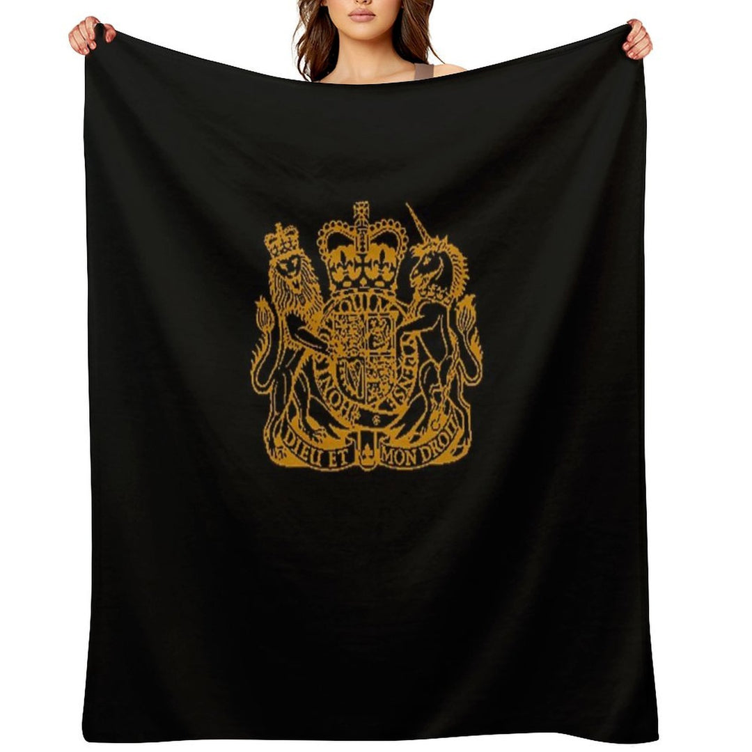 Elizabeth II Royal Coat of Arms Emblem Versatility Throw Blanket