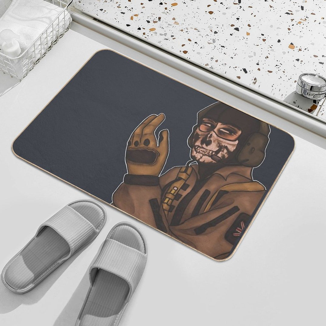 Military Inspired Ghost Background Lined Durable Bath Mat
