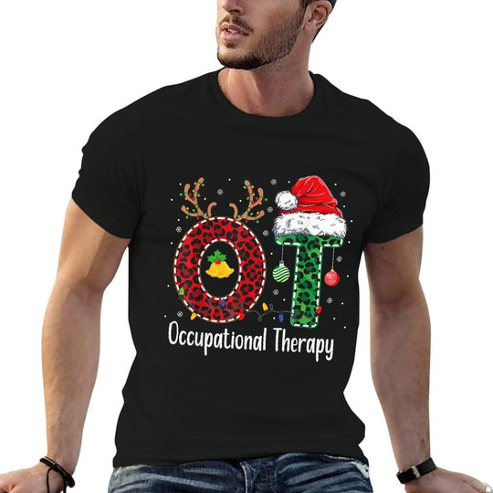 Occupational Therapy Christmas Santa Hat OT Therapist  Oversized Silhouette T-Shirt