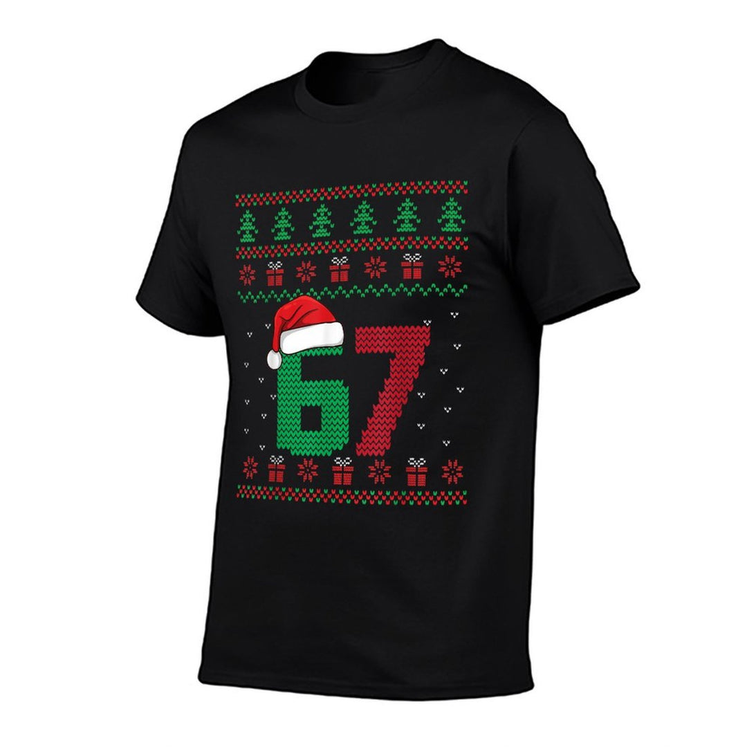 Six Seven Christmas 6 7 Ugly Christmas Sweater  Ribbed Collar T-Shirt