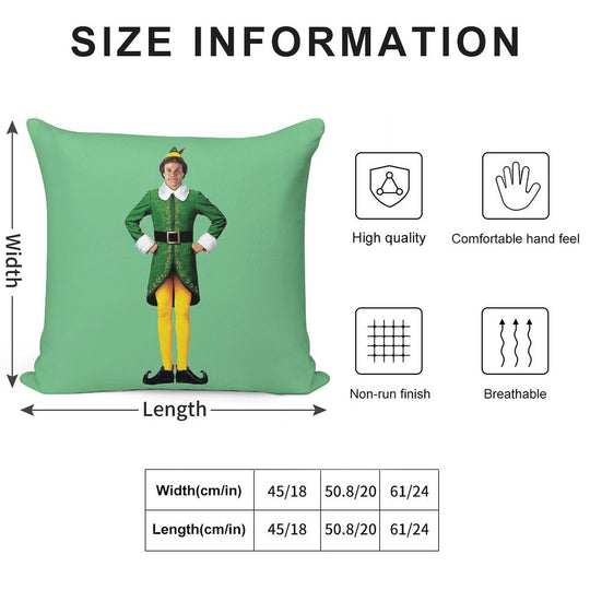Buddy The Elf, Christmas Movie, Arms Akimbo Will Ferrell Soft Washable Throw Pillow