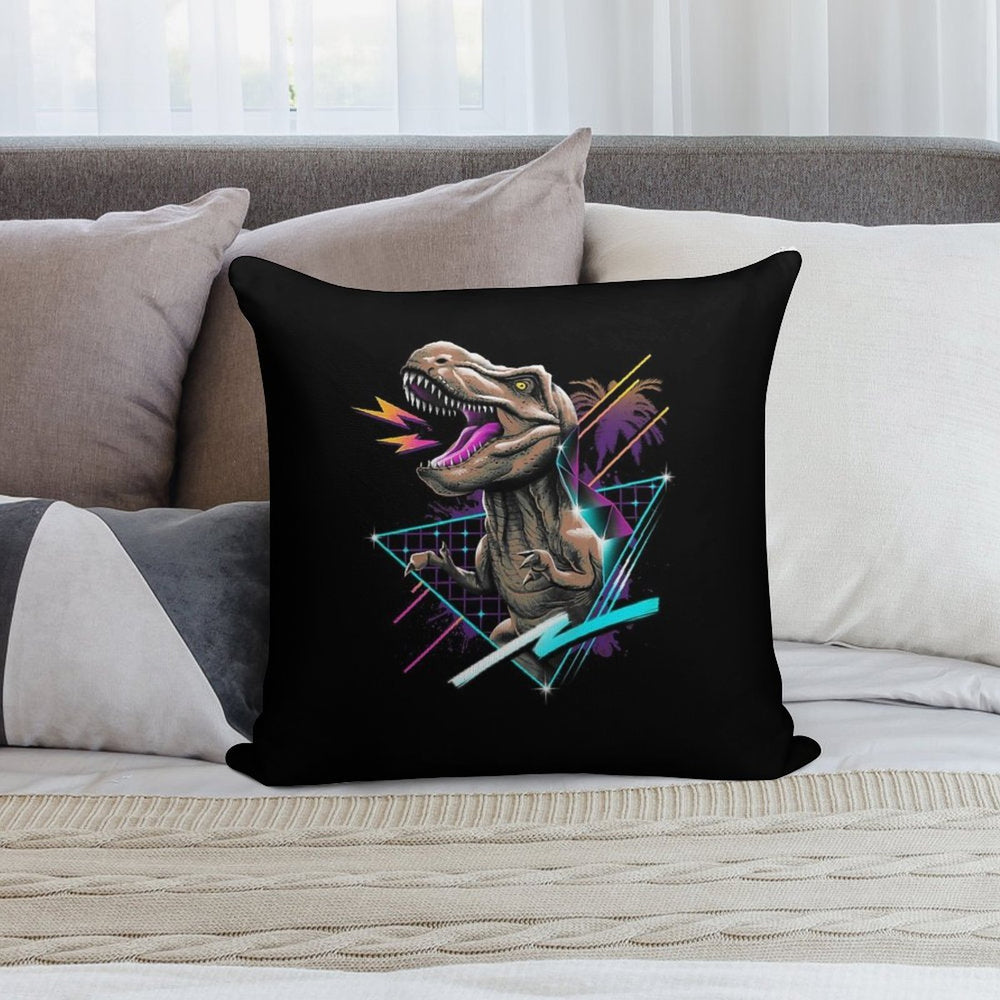 Rad T-Rex Soft Short Plush Fabric Throw Pillow
