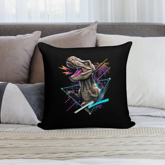 Rad T-Rex Soft Short Plush Fabric Throw Pillow