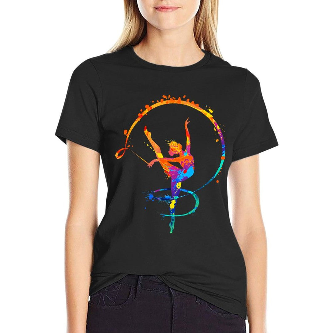 Rhythmic Gymnastics Girl Watercolor Gymnastics Colorful  Durable T-Shirt