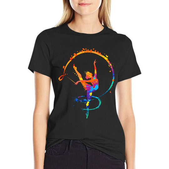 Rhythmic Gymnastics Girl Watercolor Gymnastics Colorful  Durable T-Shirt