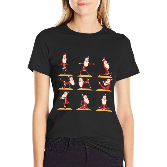 Santa Doing Yoga Exercises Poses Meditation Christmas Yoga  Eco-friendly Material T-Shirt