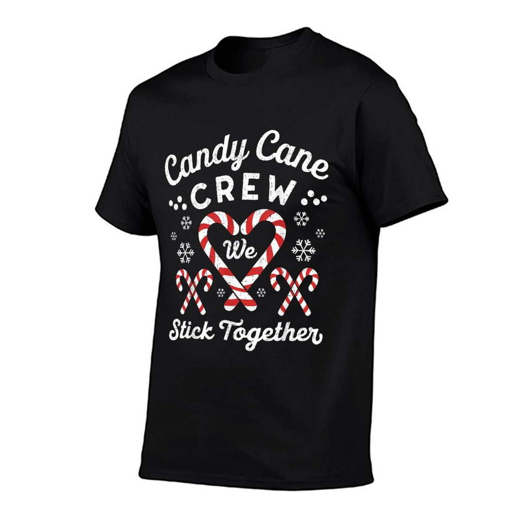 Christmas Candy Cane Heart Holiday Couples Matching Pajama  Moisture-wicking T-Shirt