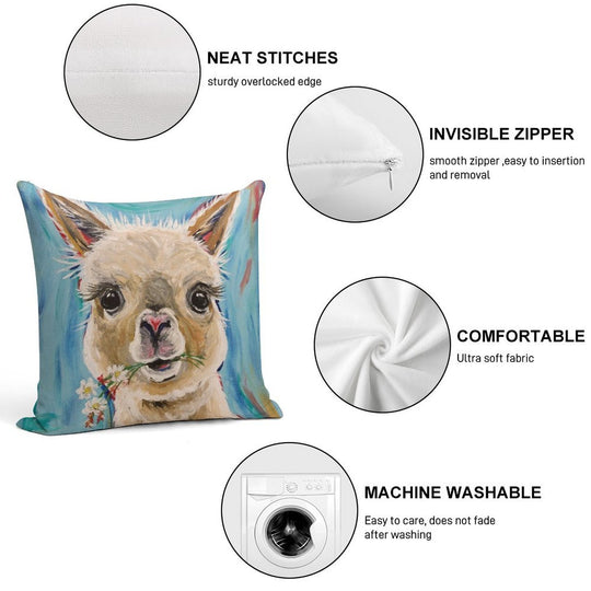 Alpaca Art Soft Shrink-Resistant Throw Pillow