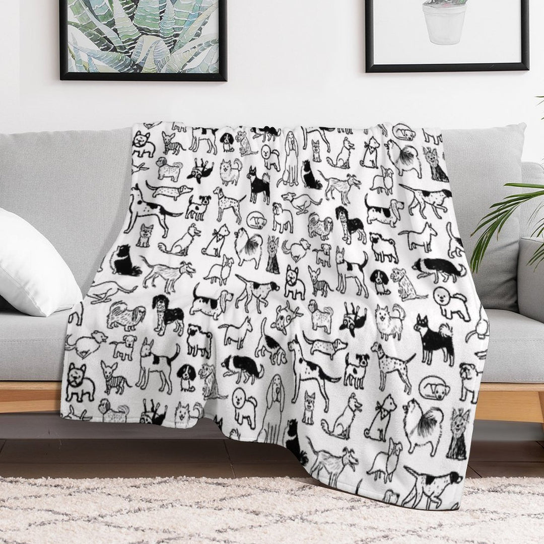 Black And White Dogs Pattern Eco-conscious Throw Blanket