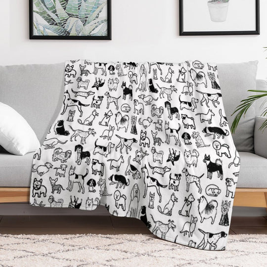 Black And White Dogs Pattern Eco-conscious Throw Blanket