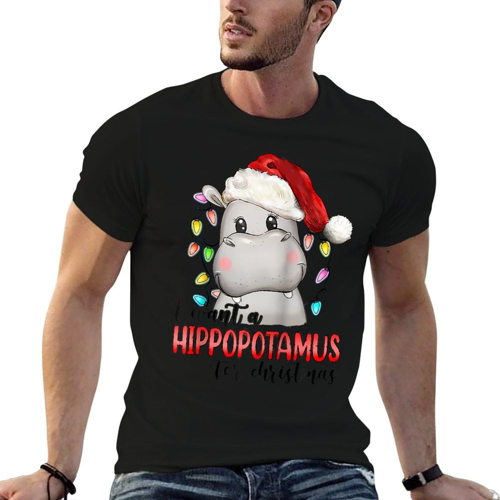 I Want A Hippopotamus For Christmas Xmas Hippo Lover Raglan Baseball  Rolled Sleeves T-Shirt