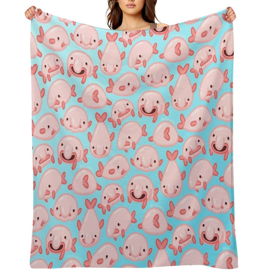 Blobfish Pattern Compact Throw Blanket