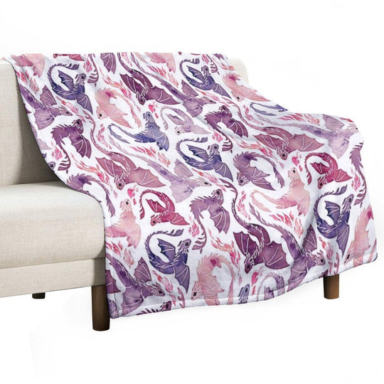 Dragon Fire Pink & Purple Shrink-resistant Throw Blanket