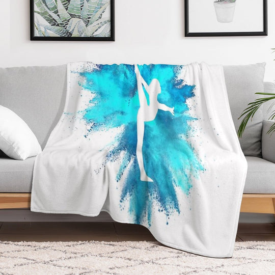 Gymnast Silhouette - Blue Explosion Wrinkle-free Throw Blanket