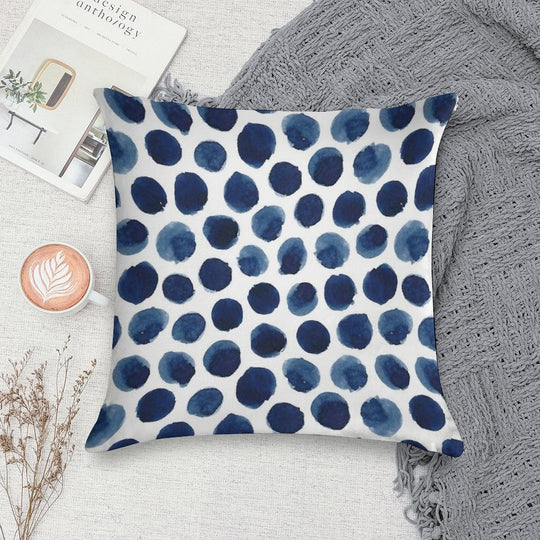 Polka Dot in Indigo Soft High-Density Material Throw Pillow