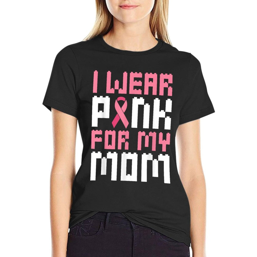 I Wear Pink for My Mom Breast Cancer Awareness Boys  Moisture-wicking T-Shirt