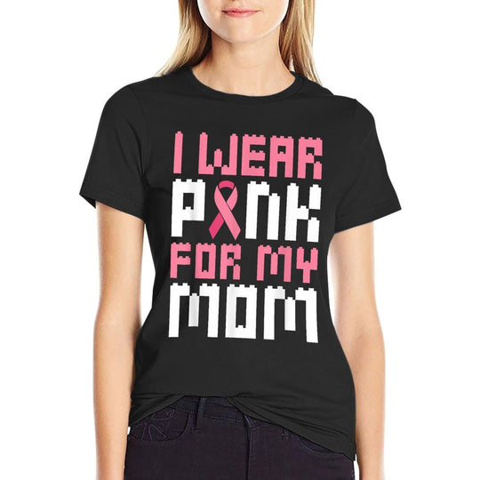 I Wear Pink for My Mom Breast Cancer Awareness Boys  Moisture-wicking T-Shirt