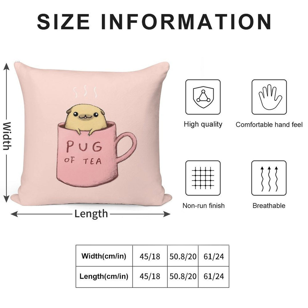 Pug of Tea Soft Home Decor Throw Pillow