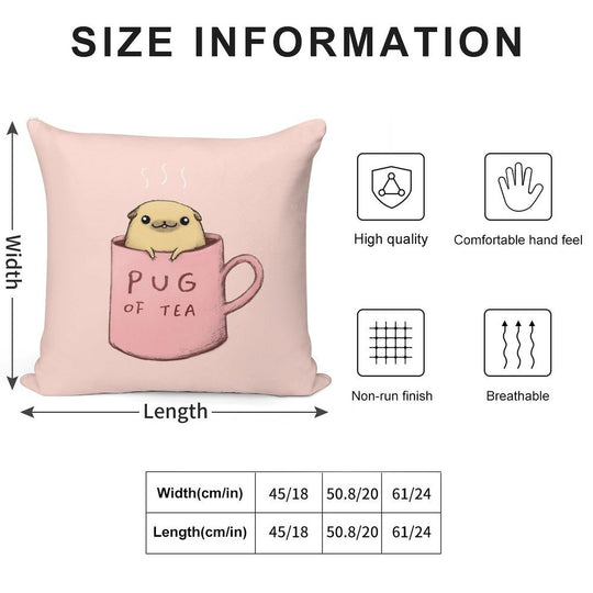 Pug of Tea Soft Home Decor Throw Pillow