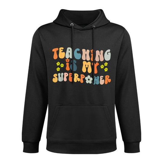 Teaching Is My Superpower Vintage Groovy University Teacher Relaxed Fit Hoodie
