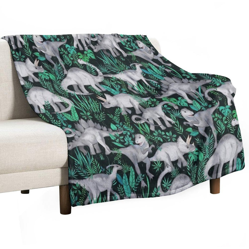 Dinosaur Jungle Velvety-soft Throw Blanket