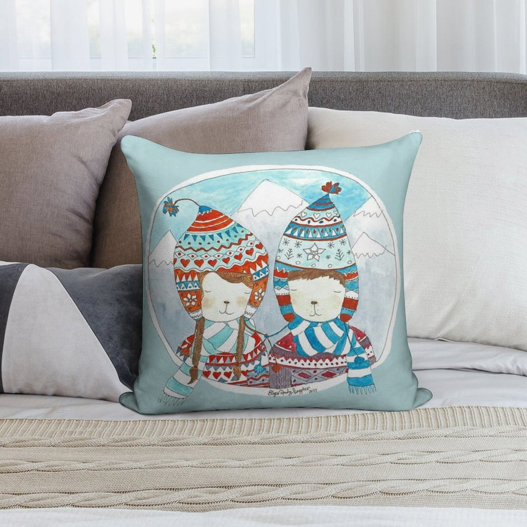 Winter Hats Mint Soft Bedroom Essential Throw Pillow