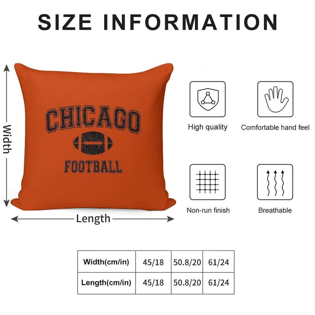 American Football Sport Design  Chicago Football - Distressed Soft Short Plush Fabric Throw Pillow