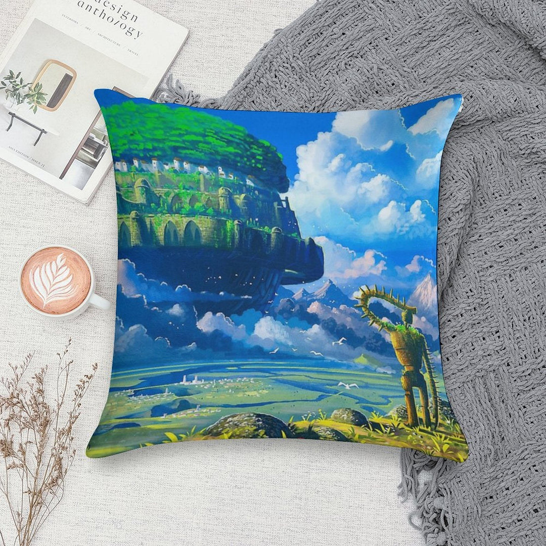 Castle over The Clouds Soft High-Density Material Throw Pillow