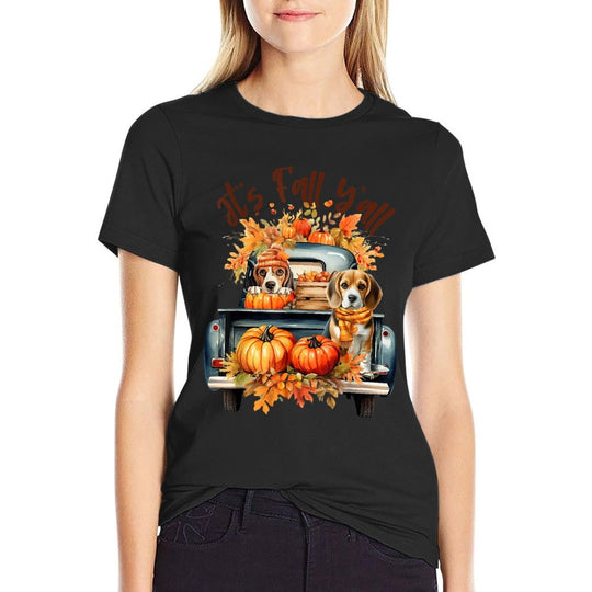 It’s Fall Y’all Beagle Dogs Pumpkins Truck Autumn Season Comfortable T-Shirt