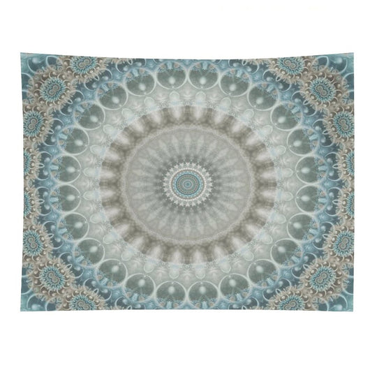 Dreamy Grey, Blue And Ivory Mandala Tapestry