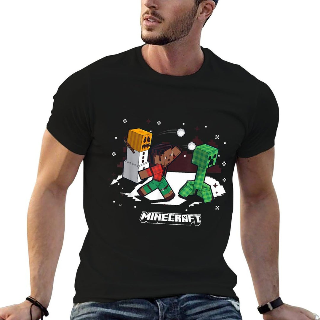 Minecraft Snowball Fight Creeper Holiday Fun  Summer-ready Fabric T-Shirt